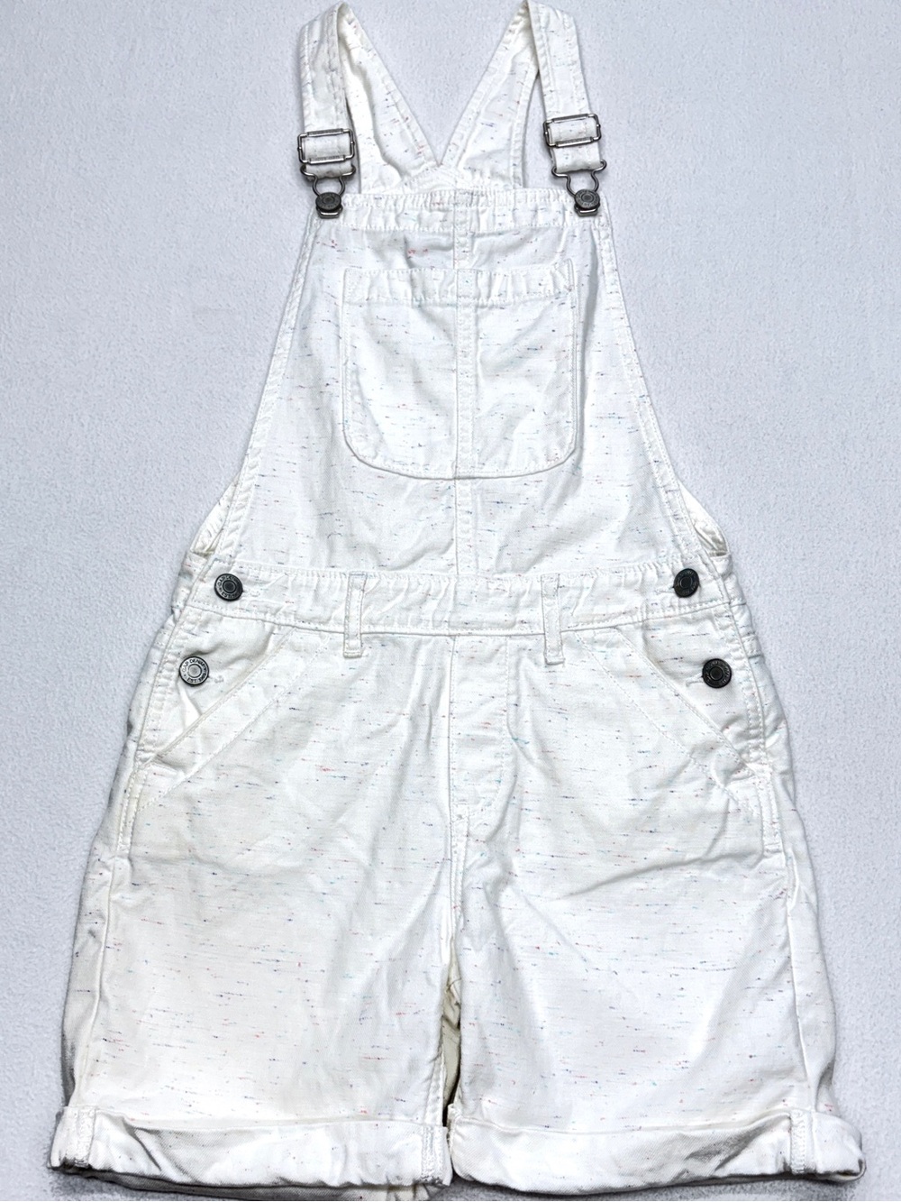 GAP Girls Confetti Print White Denim Shortalls Overalls Size Large 10 11